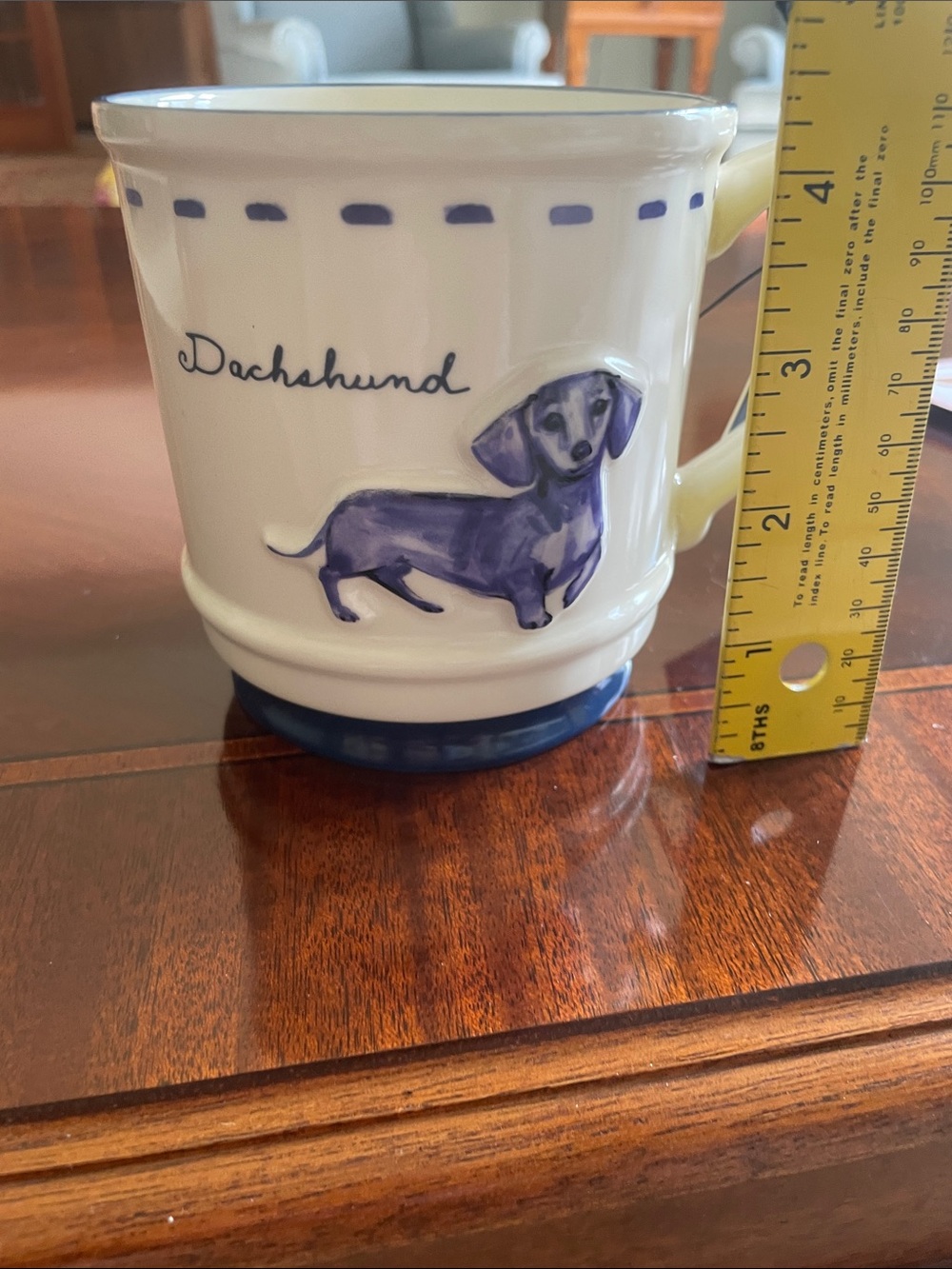Dwell STUDIO White & Blue Dachshund Ceramic Mug - Picture 2 of 6